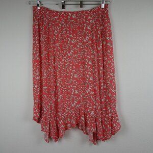IN Studio Pull On Skirt Women's Plus Size 3X Pink Coral Boho Chic Ruffle Office